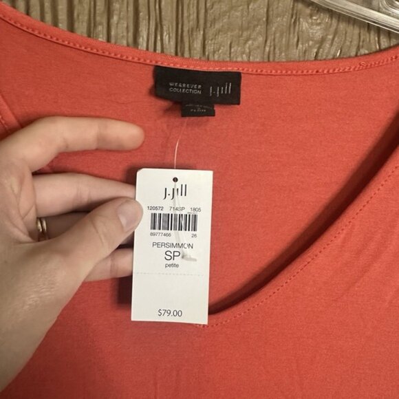 NWT J. Jill Wearever Women's V Neck Salmon Tie Sides Knit Tunic Top Petite S - Picture 3 of 6